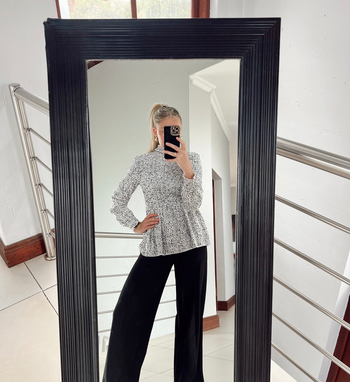 Black&white polka dot shirt